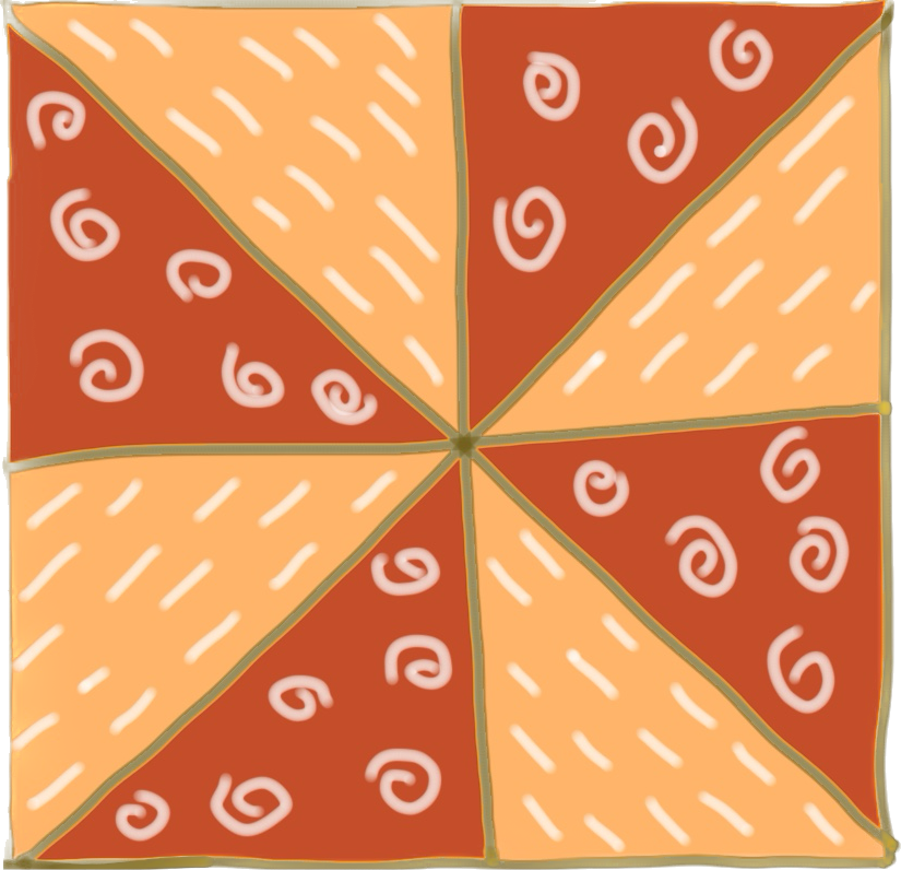 Pinwheel Orange Print 8X8