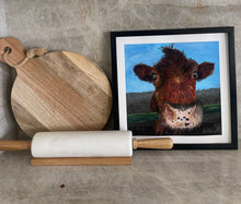 Load image into Gallery viewer, Ranger Danger Cow Art Print - 12X12 - Farmhouse Wall Art - Original Farm Painting