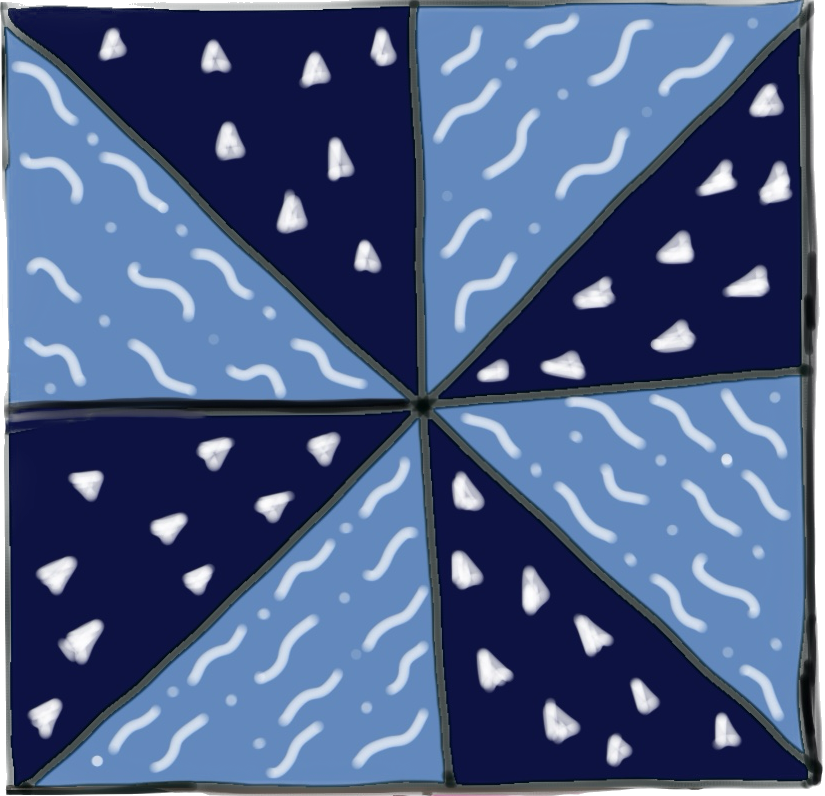Pinwheel Blue Print 8X8
