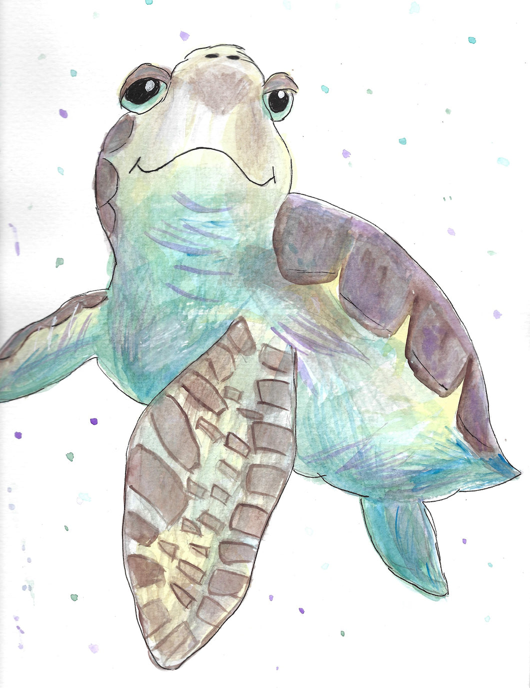 Watercolor Art - Turtle 8X10