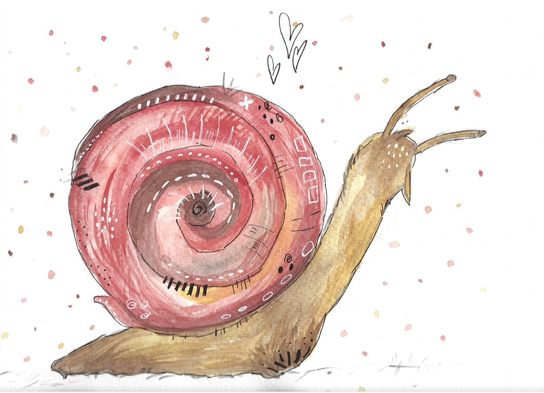Watercolor Art - Snail 8X10